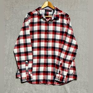 Nautica Men's‎ Red and Black Checkered Flannel Shirt